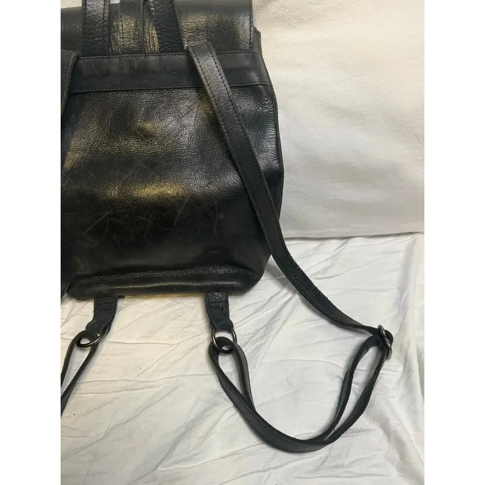 ABLE Abera Convertible Leather Backpack black Distressed Boho